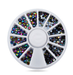 Wheel art black holo rhinestones